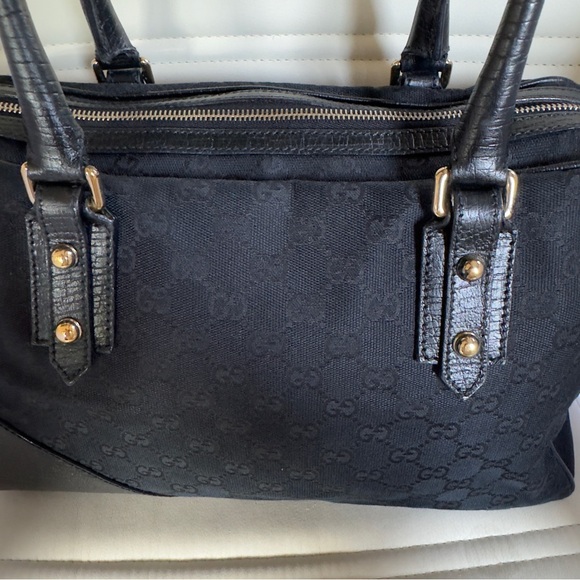 Gucci Black Horsebit GG web Canvas Boston  Bag - Picture 11 of 14